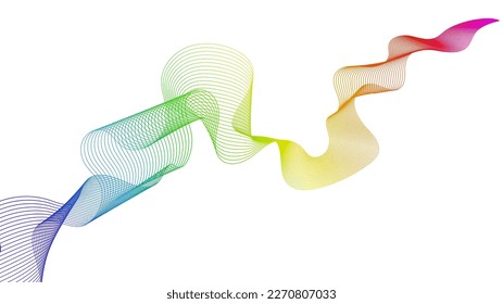 Abstract backdrop with colorful wave gradient lines on white background. Modern technology background, wave design. Vector illustration
