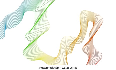 Abstract backdrop with colorful wave gradient lines on white background. Modern technology background, wave design. Vector illustration