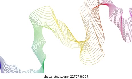 Abstract backdrop with colorful wave gradient lines on white background. Modern technology background, wave design. Vector illustration