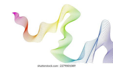 Abstract backdrop with colorful wave gradient lines on white background. Modern technology background, wave design. Vector illustration
