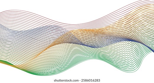Abstract backdrop with colorful wave gradient lines on white background. Wavy Colorful Lines Background. Modern technology background. EPS Vector Illustration