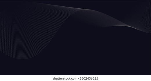Abstract backdrop with colorful wave gradient lines on blue background. Vector illustration.Wave with lines created using blend tool.