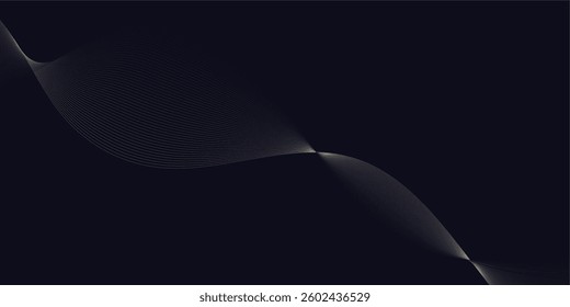 Abstract backdrop with colorful wave gradient lines on blue background. Vector illustration.Wave with lines created using blend tool.