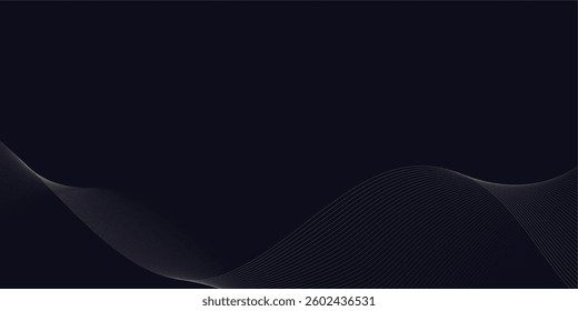 Abstract backdrop with colorful wave gradient lines on blue background. Vector illustration.Wave with lines created using blend tool.