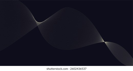 Abstract backdrop with colorful wave gradient lines on blue background. Vector illustration.Wave with lines created using blend tool.