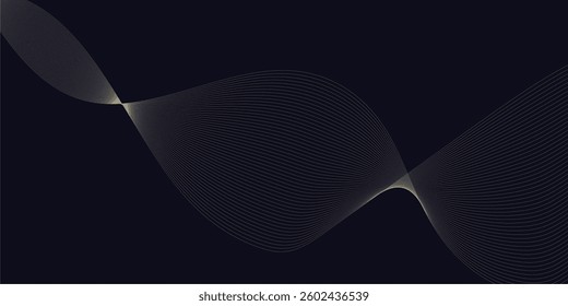 Abstract backdrop with colorful wave gradient lines on blue background. Vector illustration.Wave with lines created using blend tool.