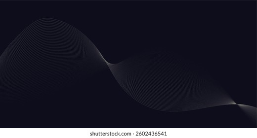 Abstract backdrop with colorful wave gradient lines on blue background. Vector illustration.Wave with lines created using blend tool.