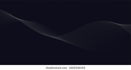 Abstract backdrop with colorful wave gradient lines on blue background. Vector illustration.Wave with lines created using blend tool.