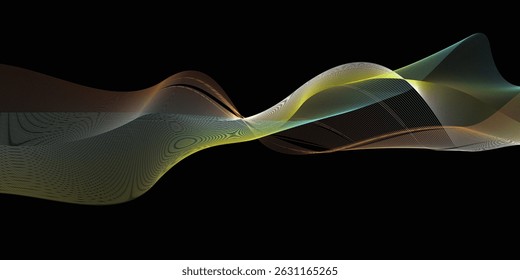 Abstract backdrop with colorful wave gradient lines on white background. Vector illustration.Wave with lines created using blend tool.Abstract vector black and white background with wavy lines.