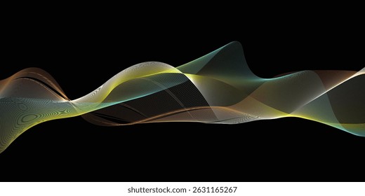 Abstract backdrop with colorful wave gradient lines on white background. Vector illustration.Wave with lines created using blend tool.Abstract vector black and white background with wavy lines.