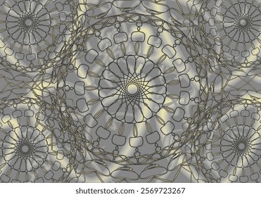 Abstract backdrop with decorative elements and linear floral motifs for covers or fabrics. Chain motifs on a gray background for fashion trends, business concepts, interiors, tiles, textiles, posters