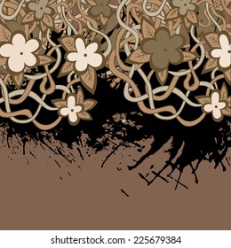 Abstract backdrop design with flowers and blots and place for your text