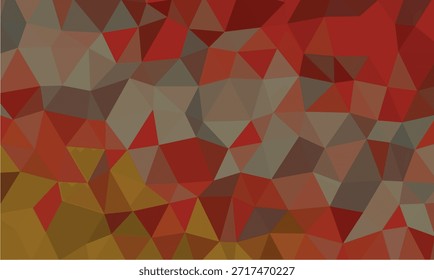 Un telón de fondo abstracto muestra una fascinante red de facetas poligonales que mezclan tonos rojos, dorados, marrones y topos, formando una textura dinámica y sofisticada.