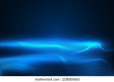 Abstract backdrop with dynamic elements of waves and dots.