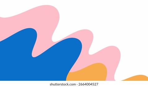 Abstrakte Kulisse mit fließenden rosa, blau und gelb bunten Formen