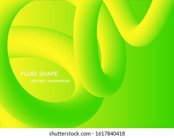 Abstract backdrop fluid yellow and green background, geometric 3d shape illustration on design concept.