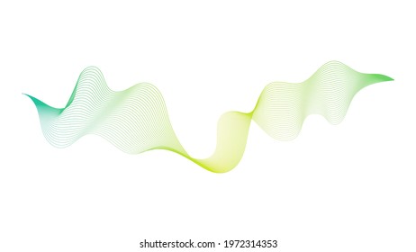 Abstract backdrop with green wave gradient lines on white background. Modern technology background, wave design. Vector illustration