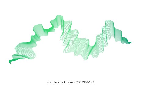 Abstract backdrop with green wave gradient lines on white background. Modern technology background, wave design. Vector illustration