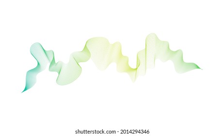 Abstract backdrop with green wave gradient lines on white background. Modern technology background, wave design. Vector illustration