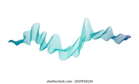 Abstract backdrop with green wave gradient lines on white background. Modern technology background, wave design. Vector illustration