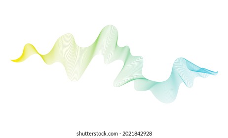 Abstract backdrop with green wave gradient lines on white background. Modern technology background, wave design. Vector illustration