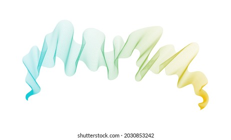 Abstract backdrop with green wave gradient lines on white background. Modern technology background, wave design. Vector illustration