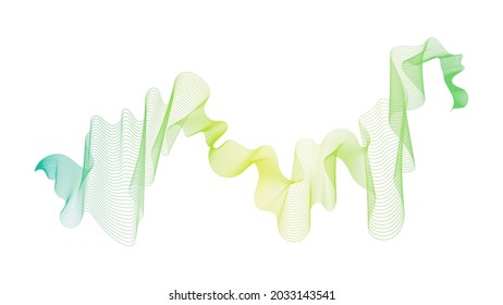 Abstract backdrop with green wave gradient lines on white background. Modern technology background, wave design. Vector illustration