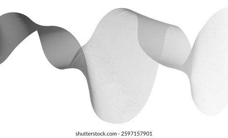 Abstract backdrop with grey wave gradient lines on white background. Modern technology background, wave design. Vector illustration