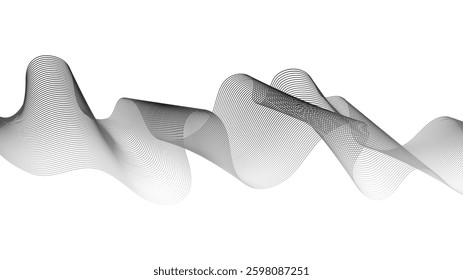 Abstract backdrop with grey wave gradient lines on white background. Modern technology background, wave design. Vector illustration