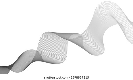 Abstract backdrop with grey wave gradient lines on white background. Modern technology background, wave design. Vector illustration