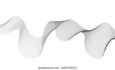 Abstract backdrop with grey wave gradient lines on white background. Modern technology background, wave design. Vector illustration