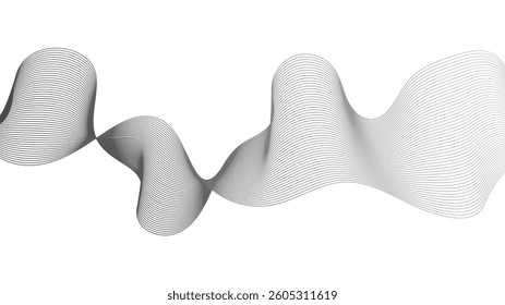 Abstract backdrop with grey wave gradient lines on white background. Modern technology background, wave design. Vector illustration