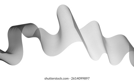 Abstract backdrop with grey wave gradient lines on white background. Modern technology background, wave design. Vector illustration