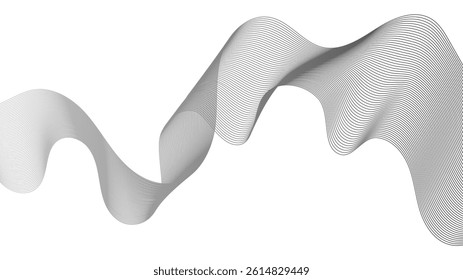 Abstract backdrop with grey wave gradient lines on white background. Modern technology background, wave design. Vector illustration