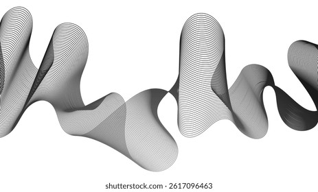 Abstract backdrop with grey wave gradient lines on white background. Modern technology background, wave design. Vector illustration