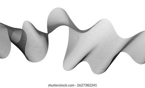 Fondo Abstractas con líneas de gradiente de onda gris sobre fondo blanco. Fondo de la tecnología moderna, diseño de la onda. Ilustración vectorial