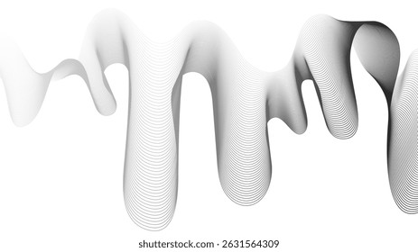 Abstract backdrop with grey wave gradient lines on white background. Modern technology background, wave design. Vector illustration