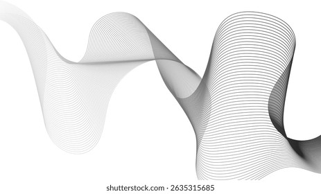 Abstract backdrop with grey wave gradient lines on white background. Modern technology background, wave design. Vector illustration