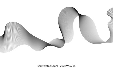 Fondo Abstractas con líneas de gradiente de onda gris sobre fondo blanco. Fondo de la tecnología moderna, diseño de la onda. Ilustración vectorial