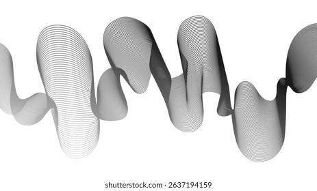 Abstract backdrop with grey wave gradient lines on white background. Modern technology background, wave design. Vector illustration