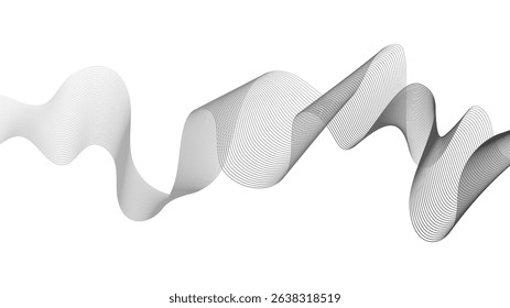 Abstract backdrop with grey wave gradient lines on white background. Modern technology background, wave design. Vector illustration