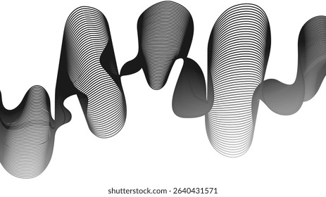 Abstract backdrop with grey wave gradient lines on white background. Modern technology background, wave design. Vector illustration