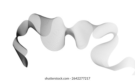 Abstract backdrop with grey wave gradient lines on white background. Modern technology background, wave design. Vector illustration