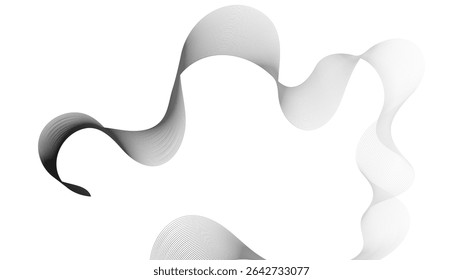 Abstract backdrop with grey wave gradient lines on white background. Modern technology background, wave design. Vector illustration