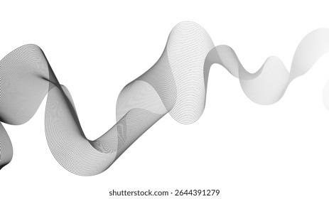 Abstract backdrop with grey wave gradient lines on white background. Modern technology background, wave design. Vector illustration