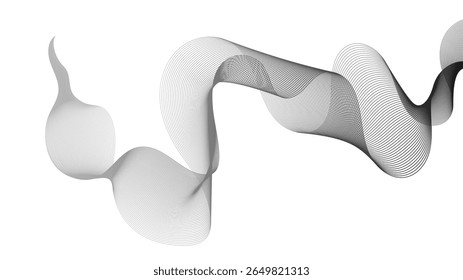 Abstract backdrop with grey wave gradient lines on white background. Modern technology background, wave design. Vector illustration