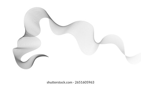 Abstract backdrop with grey wave gradient lines on white background. Modern technology background, wave design. Vector illustration