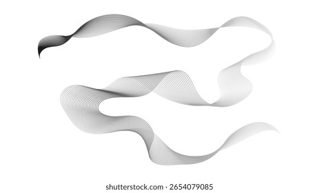 Abstract backdrop with grey wave gradient lines on white background. Modern technology background, wave design. Vector illustration