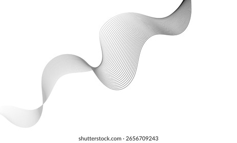 Fundo abstrato com linhas de gradiente de onda cinza no fundo branco. Moderna tecnologia de fundo, design de ondas. Ilustração vetorial