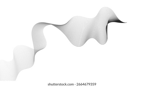 Abstract backdrop with grey wave gradient lines on white background. Modern technology background, wave design. Vector illustration